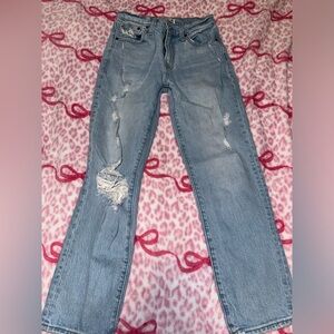Abercrombie & Fitch Light Blue Mid Rise Boyfriend Straight Leg Jeans